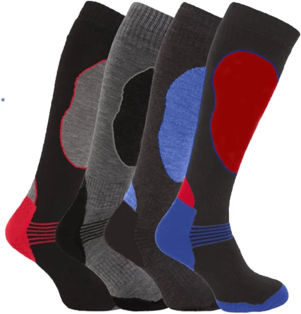 Bonjour 4 Pairs of Mens High Performance Thermal Ski 6-11, Multicolor