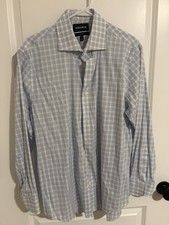Bonobos Slim Fit   16 /34   White  Blue Plaid   Long Sleeve
