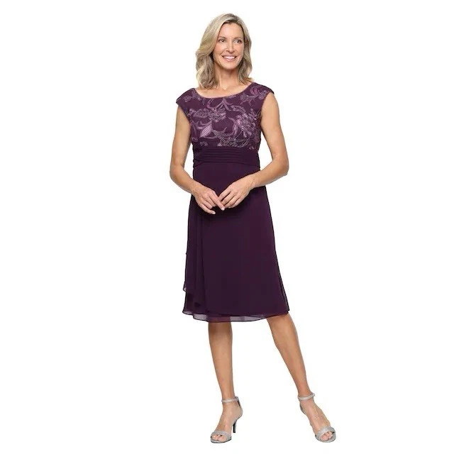 green emerald velvet dress Alex Evenings Cold-Shoulder Draped Metallic Gown - Raspberry main image 1