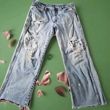 Vintage 60s 70s Wrangler Distressed Denim Jeans Cowboy Thrashed Grundge 35 X 28