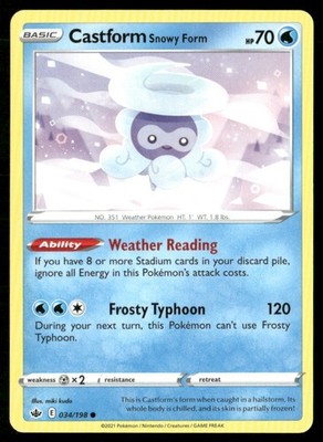 2021 Sword & Shield - Chilling Reign Castform Snowy Form Basic/Common #34