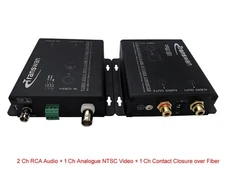 2 Ch RCA Audio & 1 Ch Contact Closure & 1 Ch Analogue Video to Fiber Converter