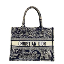 DIOR/ChristianDior Book Tote Medium Bag / Old Small Navy Cream Jacquard -