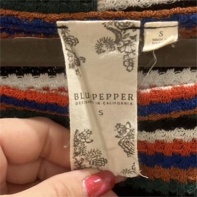Blu Pepper Striped Knit Pullover Sweater Multicolor Women's Size S