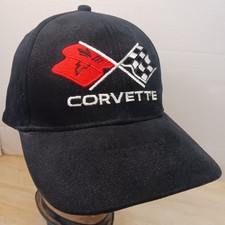 Vintage Corvette Hat Embroidered Black Baseball Strapback Otto Finish Flags