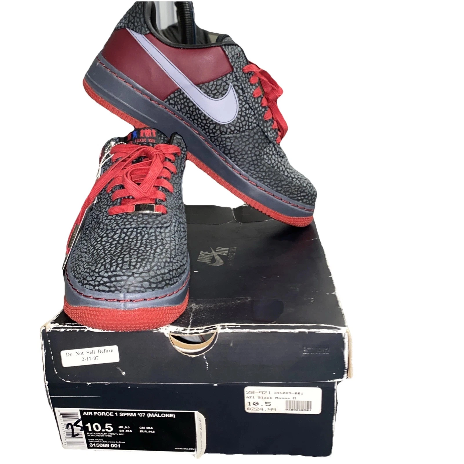 Nike Air Force 1 Supreme 07 Malone Original Six taille 10,5