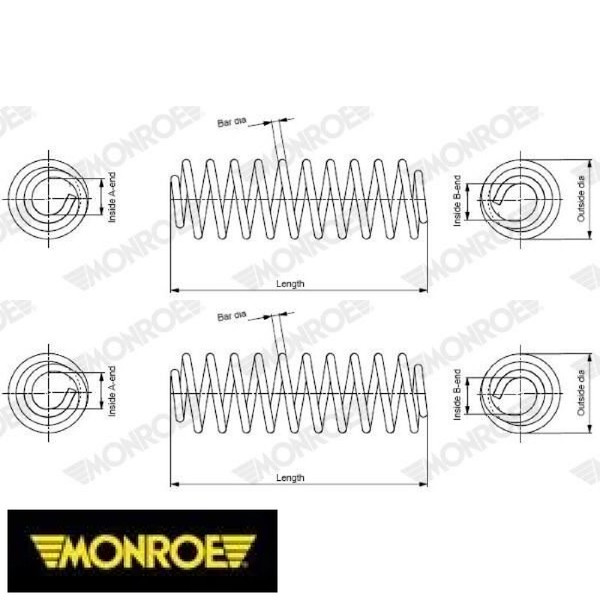 2X Fahrwerksfeder Monroe SP3714 2 Federn Satz Federnsatz FüR Toyota-image