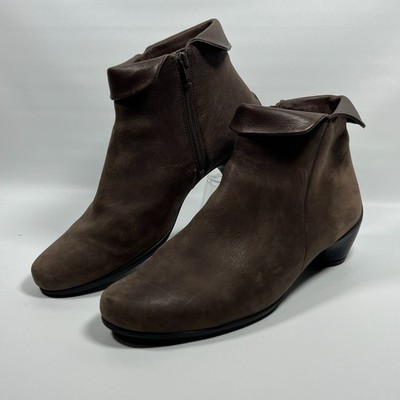 ECCO Boots Womens 42 Sculptured Nubuck Leather Chelsea Ankle Bootie Brown