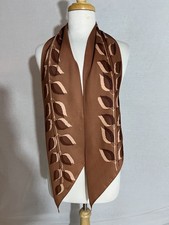VTG Vera Scarf Neck Wrap Chocolate Brown Fall Leaves Rectangular Japan 60" x 7"