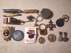 Vintage Grandpa's Junk Drawer Lot Mens Items Military Whistle Knives Key Chains — photo 1