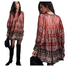 Anthropologie Tanvi Kedia Boho Mini Dress in Pink Combo XS