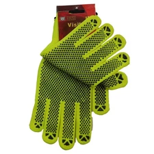 Tool Essentials Hi-Vis Yellow Knit Gloves with PVC Dots, Large