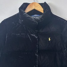 Polo Ralph Lauren Puffer Jacket Girls L 12-14 Black Velvet Down Quilted Coat