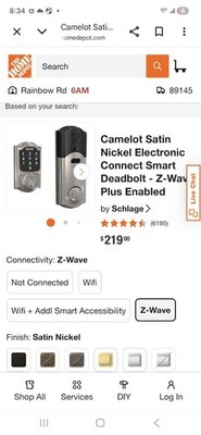 Schlage BE468 Z-Wave Satin Nickel Keypad Smart Deadbolt for Front Door