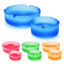 2er Set Glas Aschenbecher au&szlig;en schwer Glasaschenbecher Ascher Rund massiv bunt