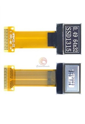 0.49'' OLED display module 64x32 pixels, SSD1306, SPI I2C long cable, white on black 
