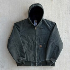 Carhartt J130 MOS green hooded work wear jacket Large
