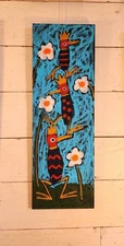 John Sperry Outsider Southern Primitive bird Folk Art Party Birds Painting 