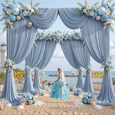 2 PCS 10x10 Ft Dusty Blue Backdrop Curtain Wrinkle Free Polyester Photo Drapes