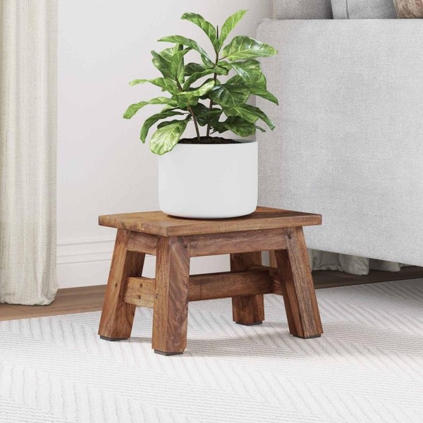 Hocker Natur 30 X 20 X 20 Cm Mahagoni Holz-image