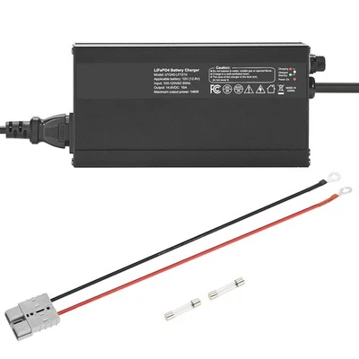 SENZA MARCA Caricabatterie Batterie al Litio 12V 10A, 14,6V AC-DC LiFePO4 per Camper