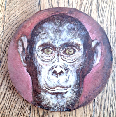 Bild Portrait Affe  001 ca 20cm rund von D.Schwarz Original