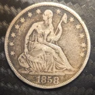 1858 Seated Liberty Half Dollar Silver Circulated US Coin
