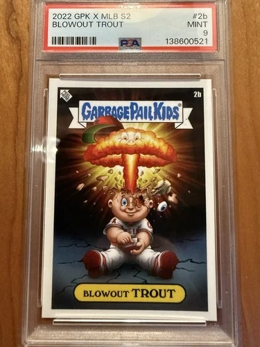 2022 GPK X MLB Mike Trout #2b Garbage Pail Kids “Blowout Trout” Adam Bomb PSA 9