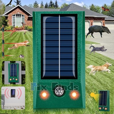 2 in 1 Solar Ultrasonic Animal Repellent Dog Cat Skunk Mouse Raccoon Home Garden