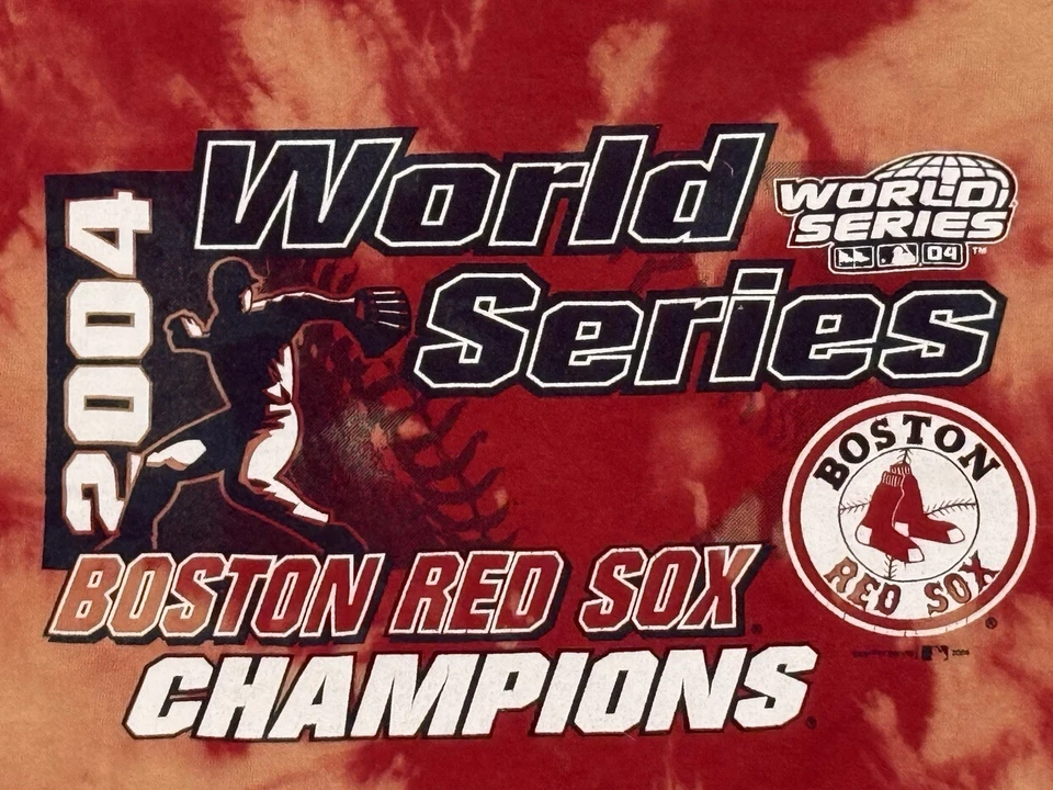 Camisa Tie Dye Vintage Medias Rojas 2004 Campeones Serie Mundial Grande Papi Manny Pedro Foto 3 de 4