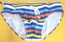 Men's Drawstring Colorful Stripes Brief Swimwear XXL