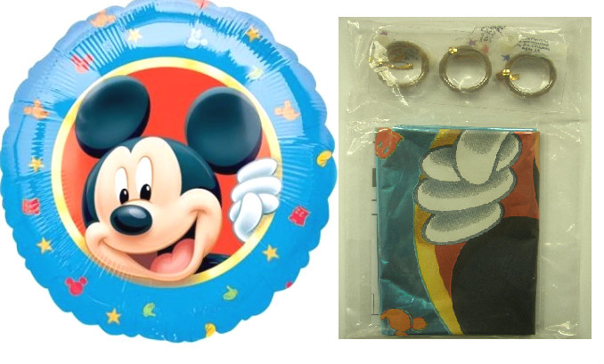 Pack of 3 Mickey Mouse 18"" round foil helium balloons + clipstrip ribbon weights