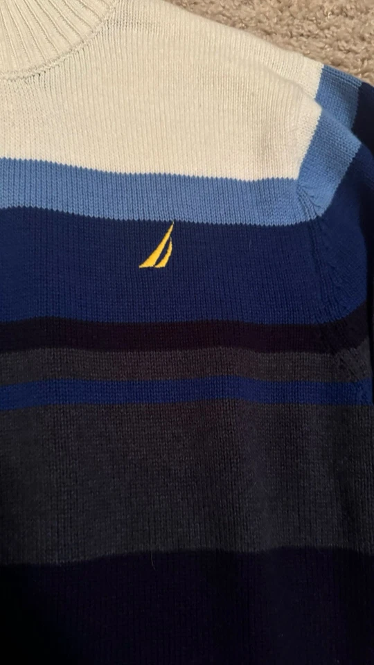 Suéter Nautica Juvenil Niño 1/4 Cremallera Talla M (10/12) Manga Larga 100% Algodón Azul Foto 2 de 4