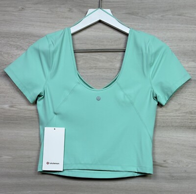 :…: Lululemon Align Tee Nulu Cropped Length Size 6 Wild Mint WLDM