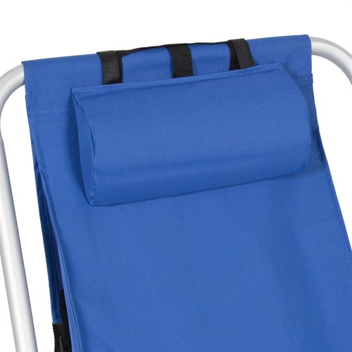 Portable High Strength Beach Chair with Adjustable Headrest Blue - Imagen 12 de 16