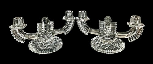 Candelabros antiguos de vidrio Art Deco Libochovice checo Feigl & Morawetz 2 luces - Imagen 1 de 13