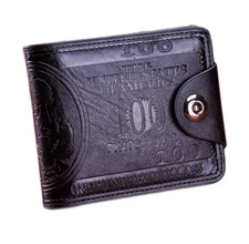 New Mens US Dollar Bill Wallet Leather Credit Card Photo Holder Billfold Black