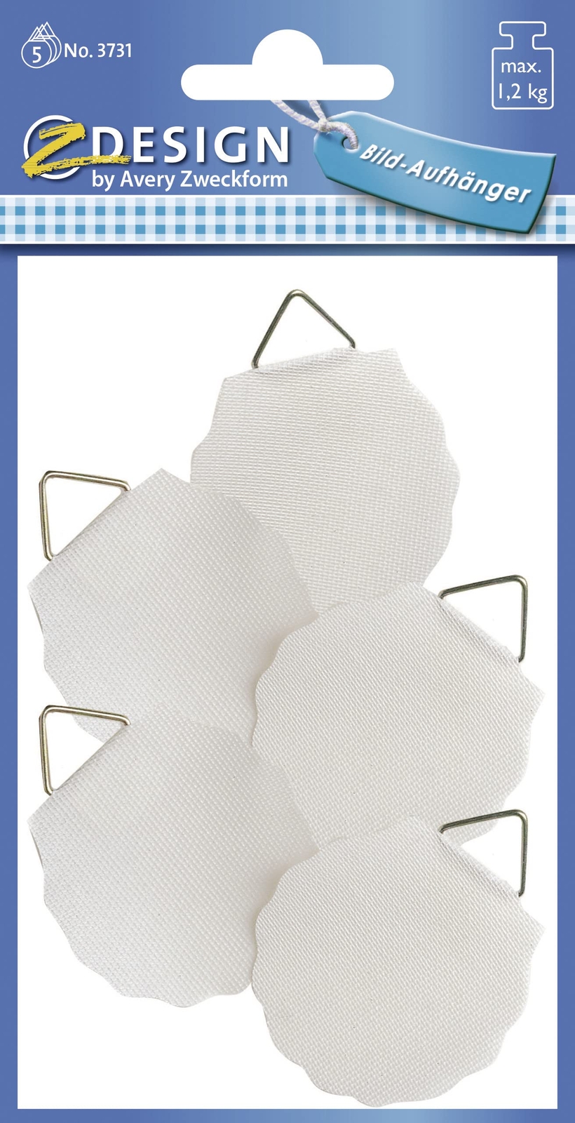 AVERY Zweckform 3731 Picture Hangers for Gluing 5 Pieces (Diameter 40 mm White S