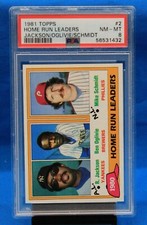 1981 TOPPS #2 HOME RUN LEADERS PSA 8 NM-MT # 56531432 Reggie Jackson & M Schmidt