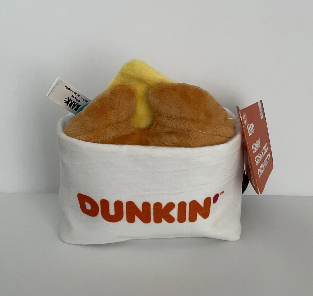 New Dunkin Donuts x Bark Sausage, Egg & Cheese Dog Toy 2023 Dunkin'Joy  Charity