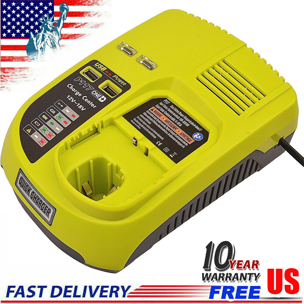 Charger For RYOBI 18V for P117 Battery High Capacity 18Volt Lithium-Ion for P108