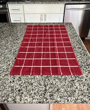 Home Concepts Kitchen Hand Towel Red White Checkered Kitchen 100% Cotton 26” New