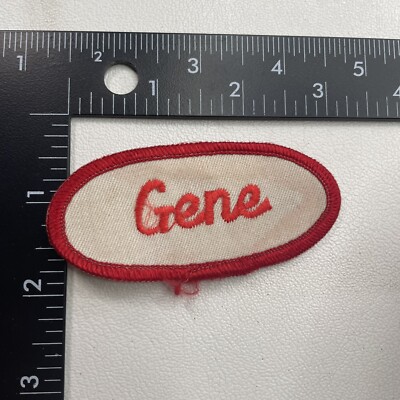 Vtg As-Is-Discoloring Oval Red Letter Cursive Name GENE Patch 20NF | eBay