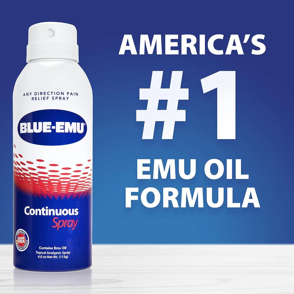 Blue Emu 疼痛缓解喷雾适用于肌肉、关节和瘀伤快速干燥支持,4 盎司 — 第 3/4 张图片