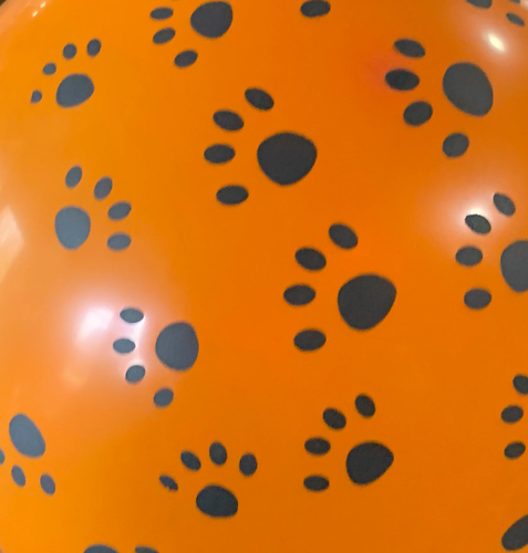 12 PACK Orange & Black Paw Print Birthday Party Balloons Decorations Pet Dog Cat - Picture 2 of 2