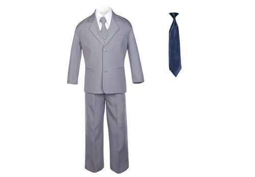 Hermosa New Baby Toddler Boys 6pcs Medium Slate Gray Formal Party Suit +extraTie - Picture 18 of 23