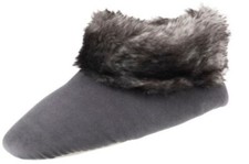 Isotoner Women's Mineral Gray Sabrine Stretch Velour Bootie Slippers