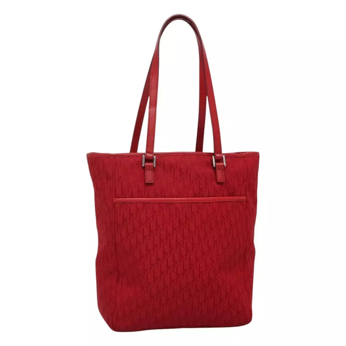 Sac à main Christian Dior trotteur toile rouge argent authentique 115502