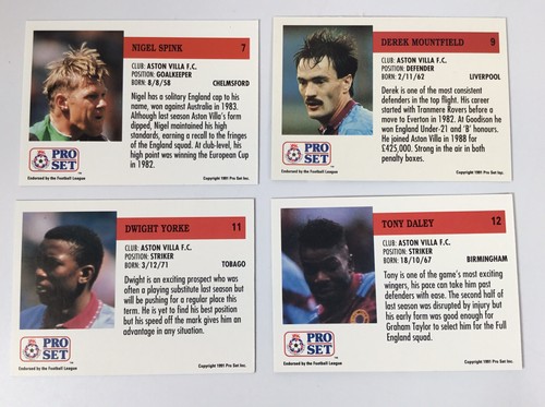 PRO SET Football 1990/91 Full Set Of 13 Aston Villa Cards Plus 4 From 1991/92 - Picture 9 of 9