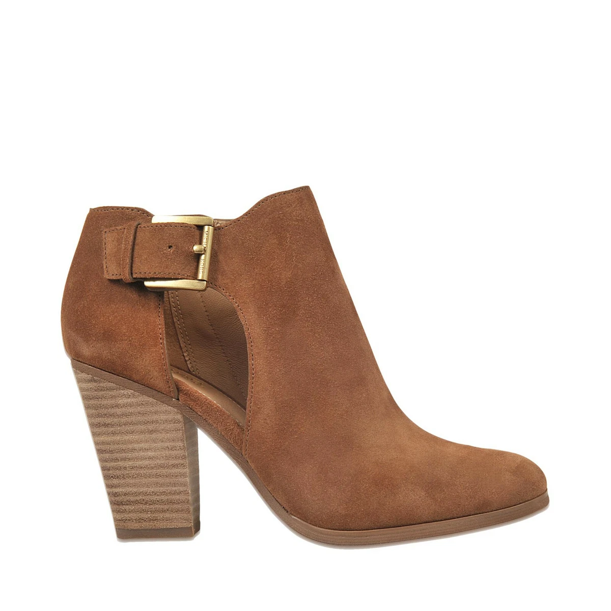 Michael Michael Kors Adams Dark Caramel Suede Cut Out Heel Booties 9.5 NEW 185
